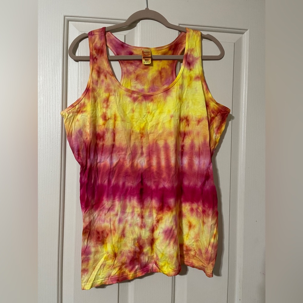 NWOT. Hand made Tie dye razor back tee shirt